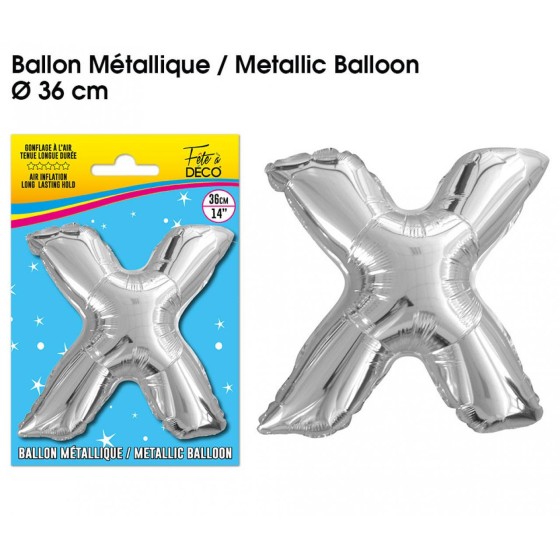 BALLON METALLIQUE ARGENT LETTRE X