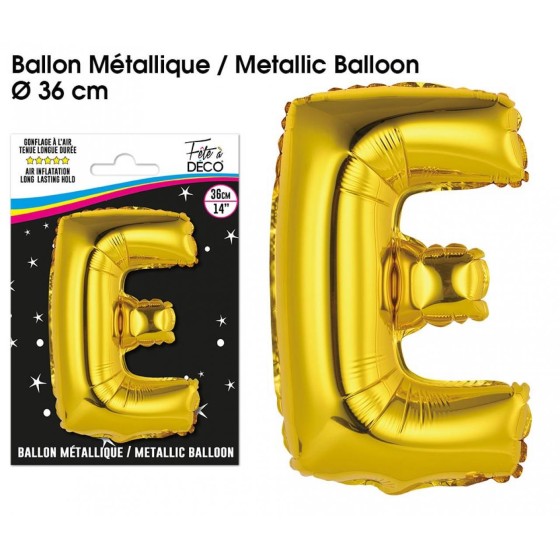 BALLON METALLIQUE OR LETTRE E