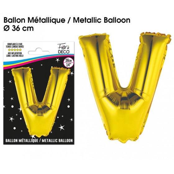 BALLON METALLIQUE OR LETTRE V