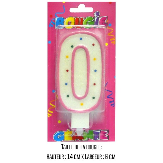 BOUGIE BLISTER GEANTE ROSE CHIFFRE 0