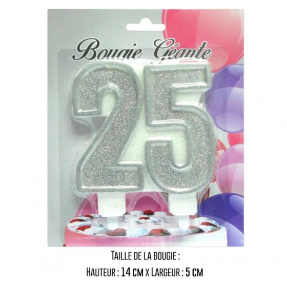 BOUGIE BLISTER GEANTE ARGENT 25