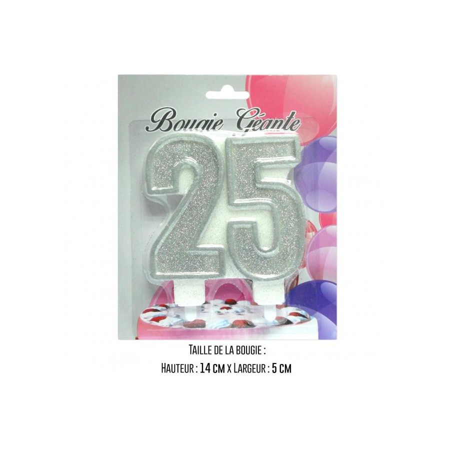 BOUGIE BLISTER GEANTE ARGENT 25