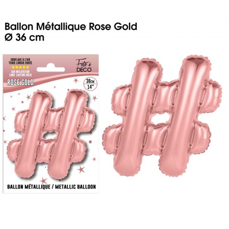 BALLON METALLIQUE ROSE GOLD HTAG