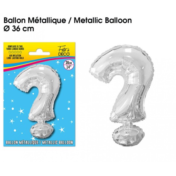 BALLON METALLIQUE ARGENT INTERROGATION