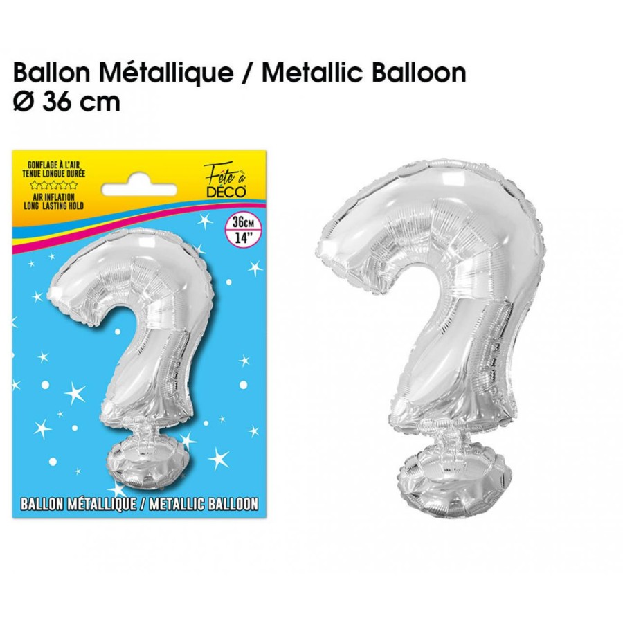 BALLON METALLIQUE ARGENT INTERROGATION