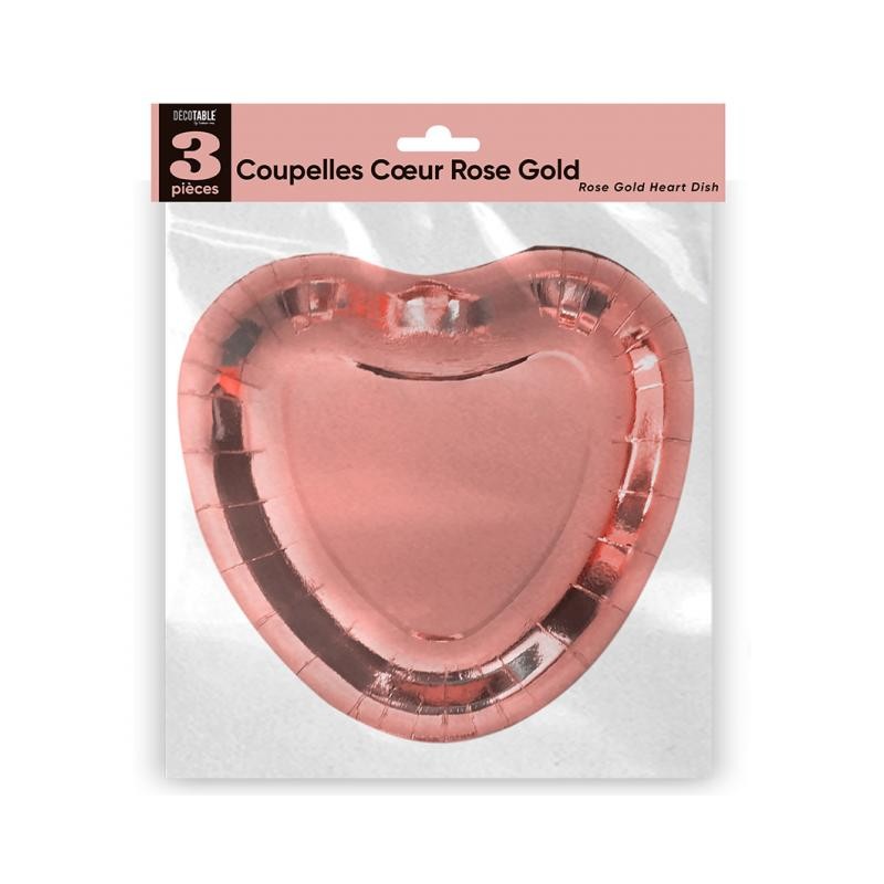 COUPELLES X 3 COEUR ROSE GOLD
