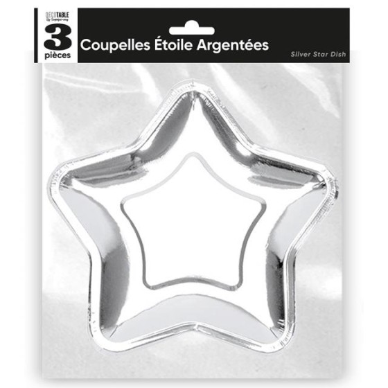 COUPELLES X 3 ETOILE ARGENT