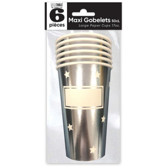 GOBELETS MAXI 50CL X 6 ETOILE ARGENT