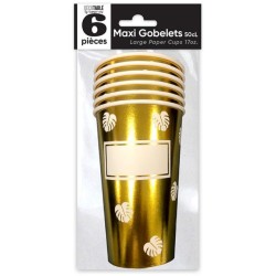 GOBELETS MAXI 50CL X 6 FEUILLE OR