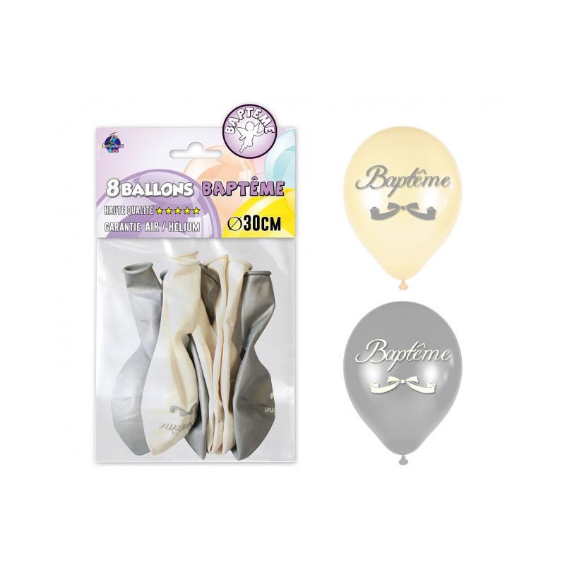 SACHET 8 BALLONS BAPTEME