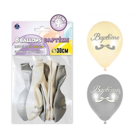 SACHET 8 BALLONS BAPTEME