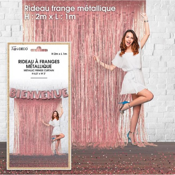 RIDEAU FRANGES METALLIQUE ROSE GOLD