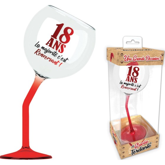 VERRE A VIN PENCHE ROUGE 18 ANS