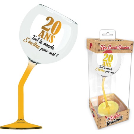 VERRE A VIN PENCHE OR 20 ANS