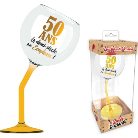 VERRE A VIN PENCHE OR 50 ANS