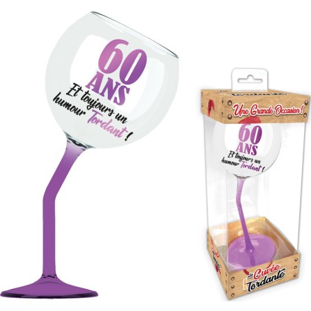 VERRE A VIN PENCHE VIOLET 60 ANS