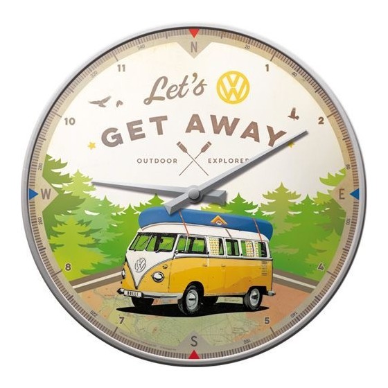 Wall Clock VW Bulli Lets Get Away