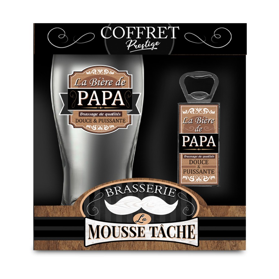 COFFRET VERRE BIERE "PAPA"