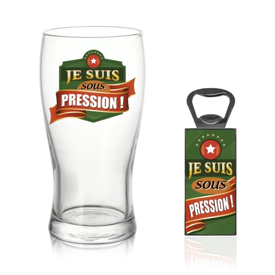 COFFRET VERRE BIERE "SOUS PRESSION"