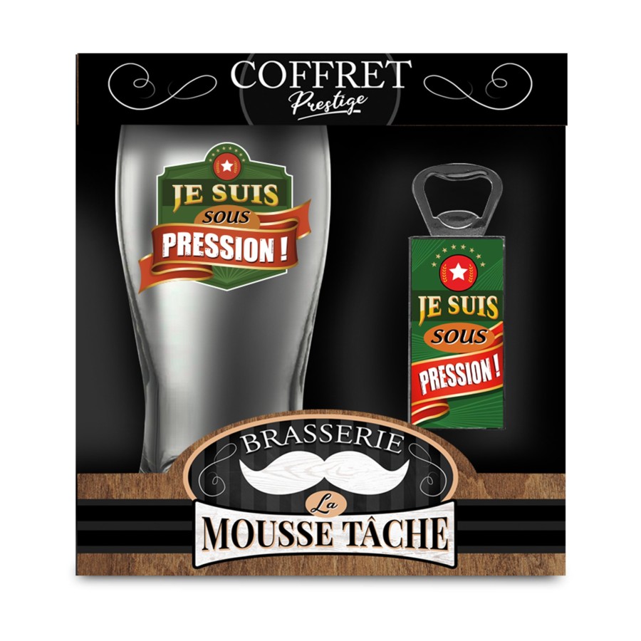 COFFRET VERRE BIERE "SOUS PRESSION"