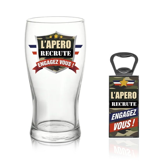 COFFRET VERRE BIERE "L APERO RECRUTE"