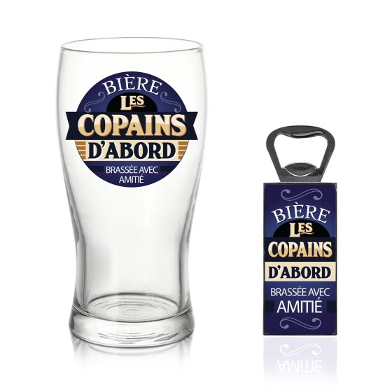 COFFRET VERRE BIERE "LES COPAINS"