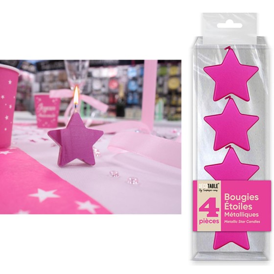 BOUGIES METALLISEES ETOILE FUCHSIA