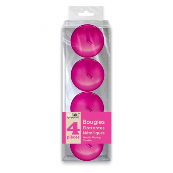 BOUGIES METALLISEES FLOTTANTES FUCHSIA