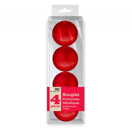 BOUGIES METALLISEES FLOTTANTES ROUGE