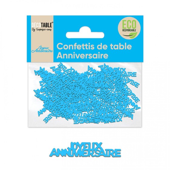 CONFETTIS ANNIVERSAIRE PAPIER BLEU