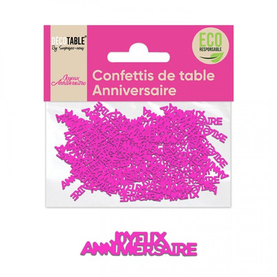 CONFETTIS ANNIVERSAIRE PAPIER FUCHSIA