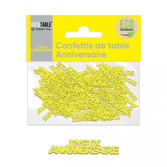 CONFETTIS ANNIVERSAIRE PAPIER JAUNE