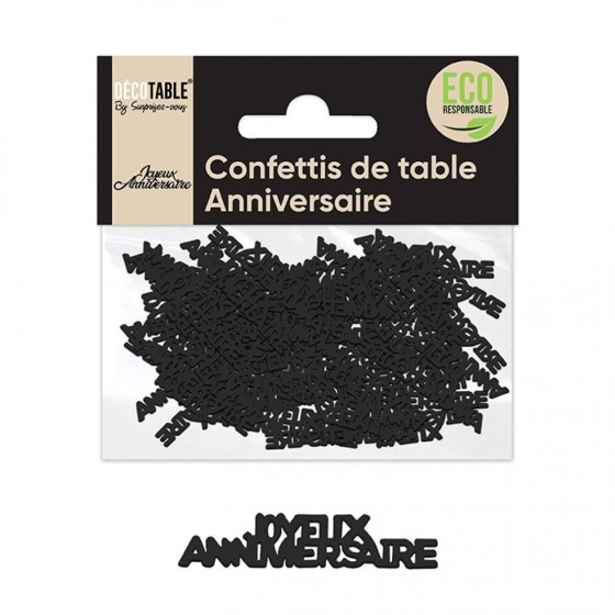 CONFETTIS ANNIVERSAIRE PAPIER NOIR