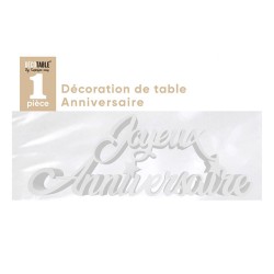 DECORATION DE TABLE ANNIVERSAIRE MÉTALLISÉE BLANC