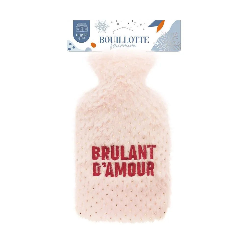 [STC-CD10160V01] Bouillotte Fourrure Doree Brodee Brulant D Amour_x000D_