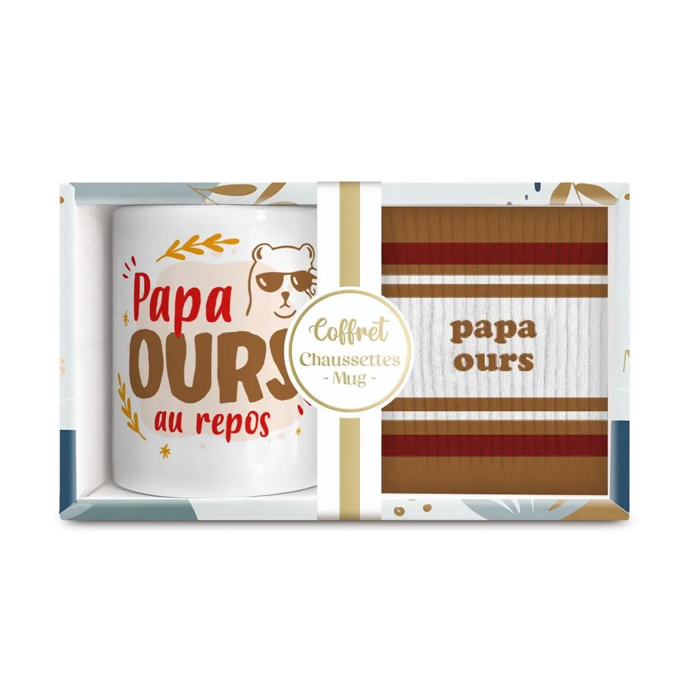 [STC-CD10364V06] Coffret Mug Chaussettes Papa Ours