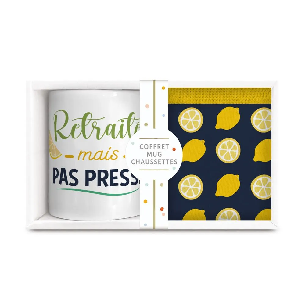 [STC-CD7744+RET] Coffret Mug Chaussettes Retraite Homme