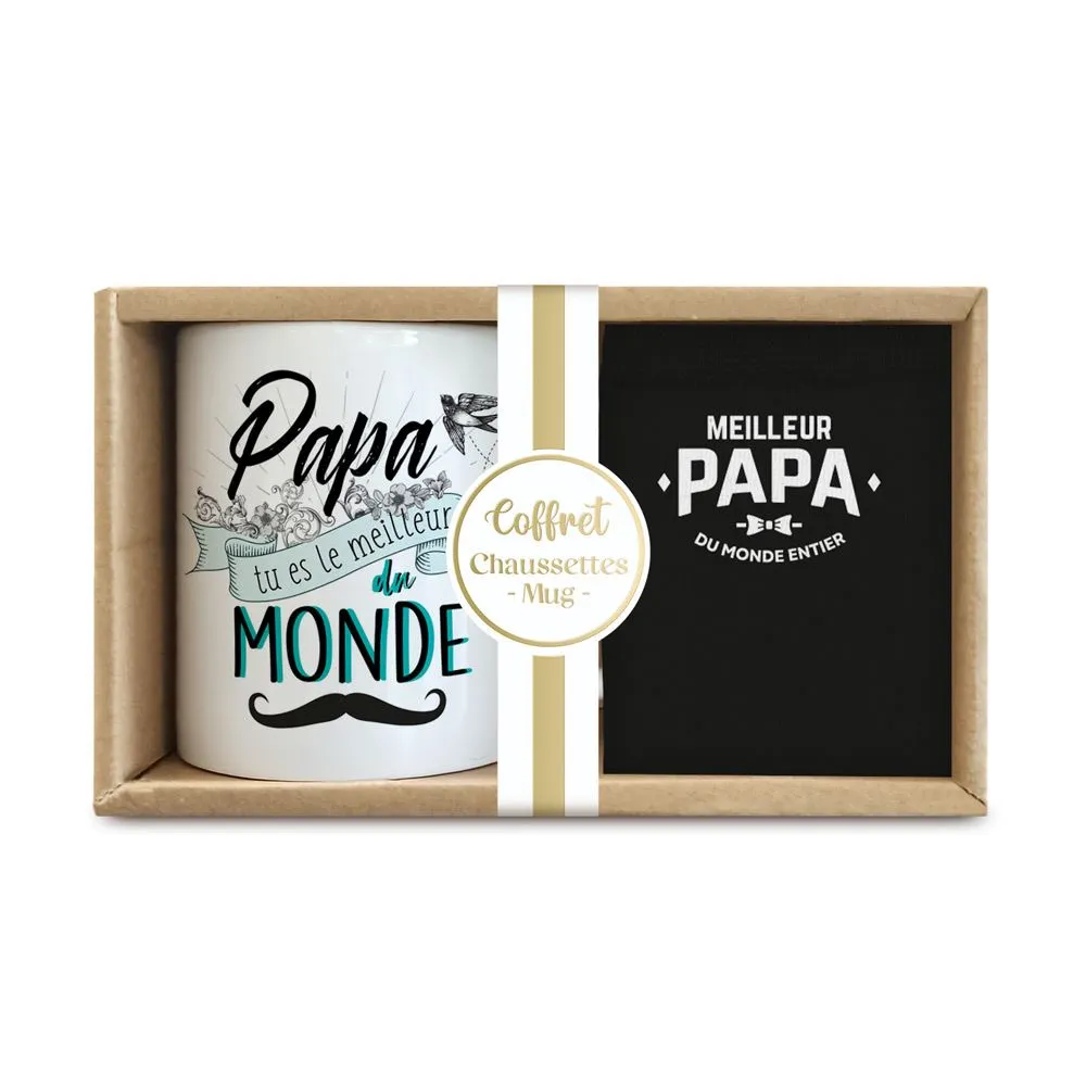 [STC-CD9354] Coffret Mug Chaussettes Papa D Amour