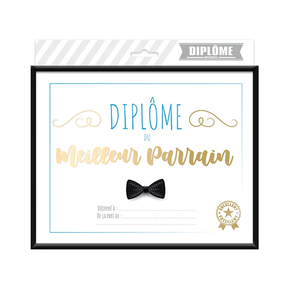 [STC-CD6476_13] Cadre Diplome Meilleur Parrain