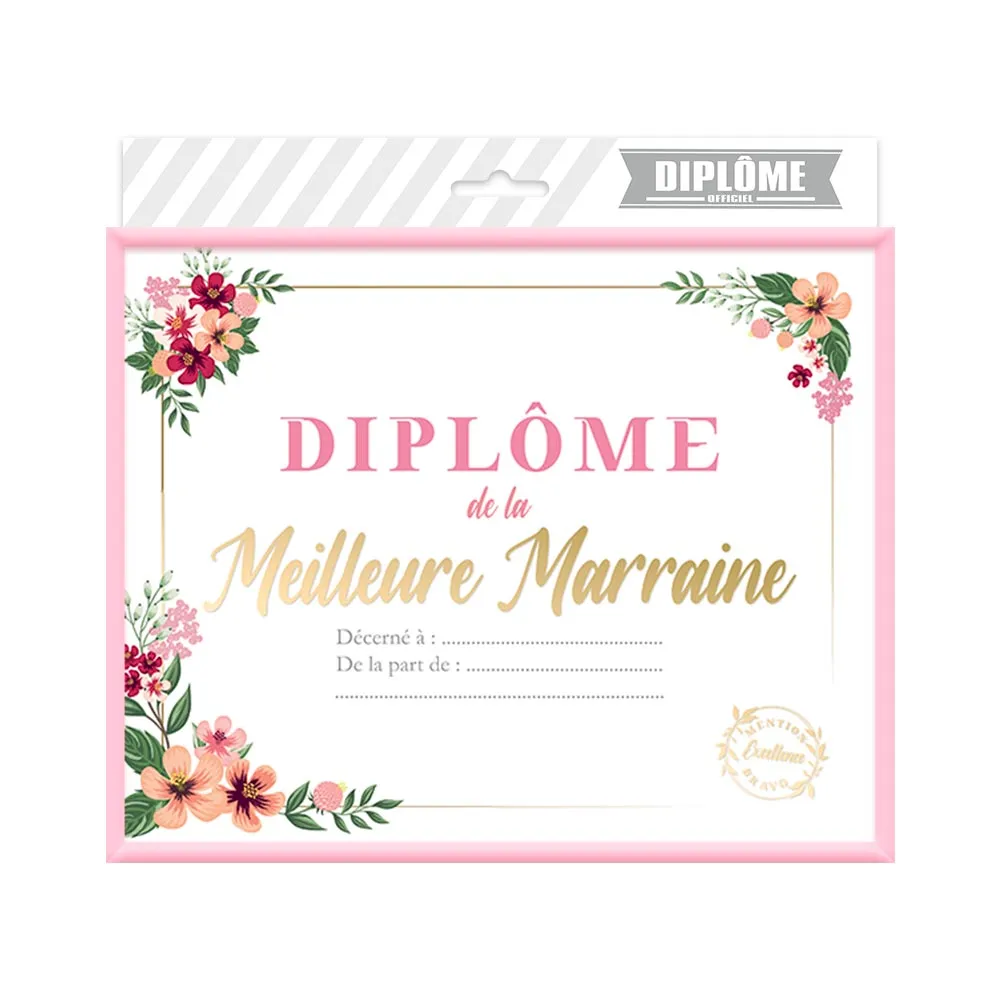 [STC-CD6476_14] Cadre Diplome Meilleure Marraine
