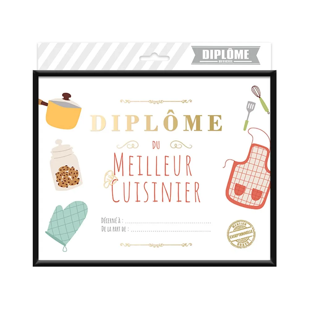 Cadre Diplome Meilleur Cuisinier