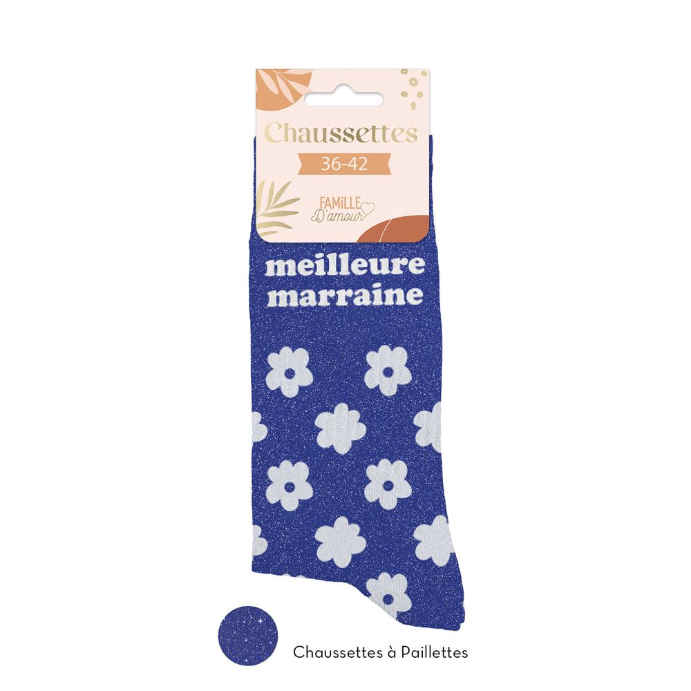 [STC-CD5297B_05] Chaussettes Paillettes Meilleure Marraine