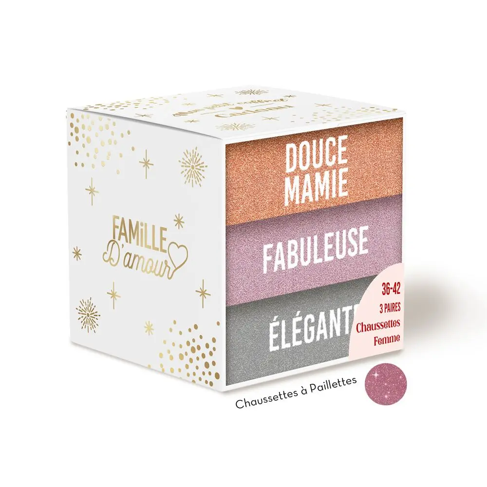 [STC-CD10058V14] Coffret Trio Chaussettes Paillettes Douce Mamie