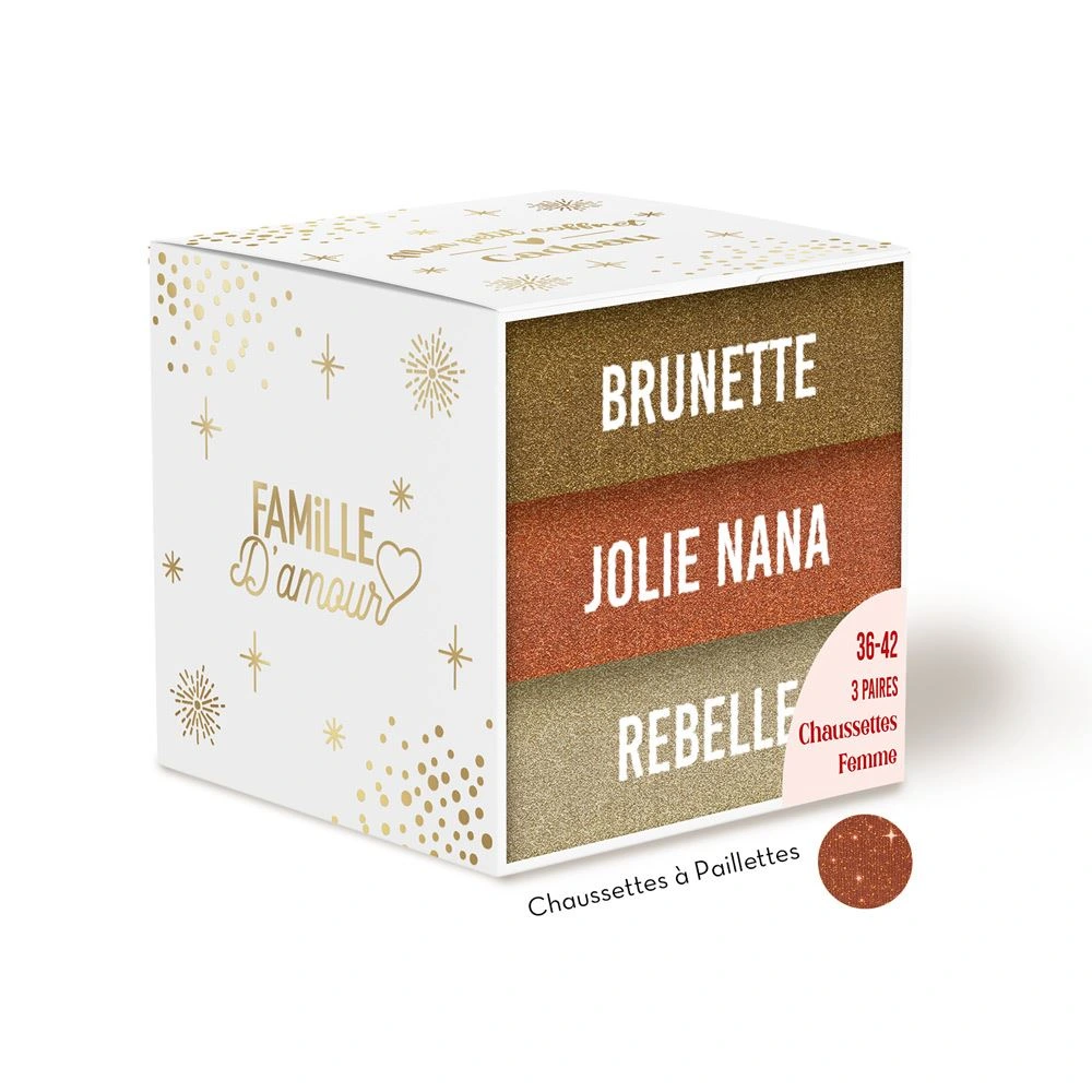 [STC-CD10058V05] Coffret Trio Chaussettes Paillettes Brunette