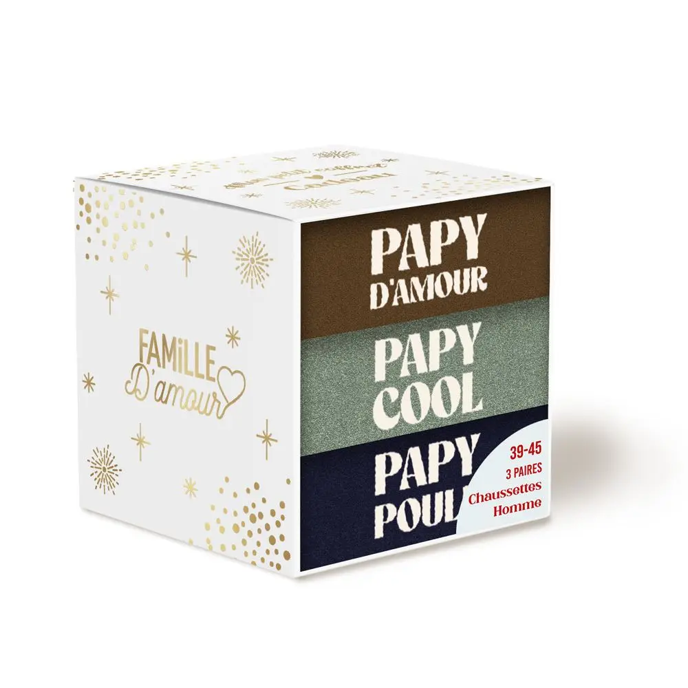 [STC-CD10098] Coffret Trio Chaussettes Papy Damour