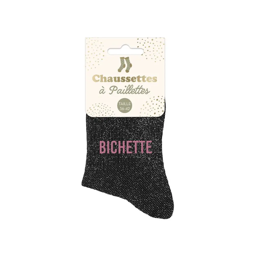 [STC-CD10017V09] Chaussettes Paillettes Bichettes Noires
