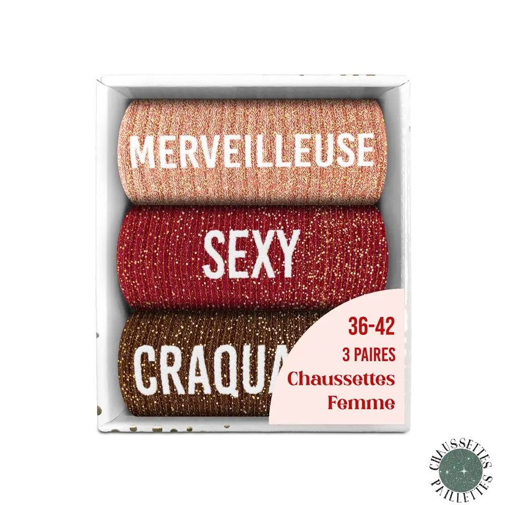 [STC-CD10058V23] Coffret Trio Chaussettes Paillettes Merveilleuse