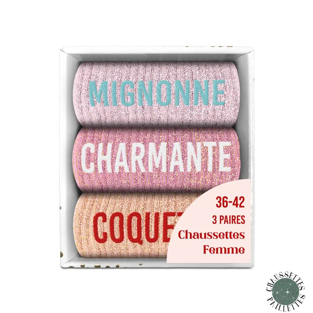 [STC-CD10058V24] Coffret Trio Chaussettes Paillettes Mignonne