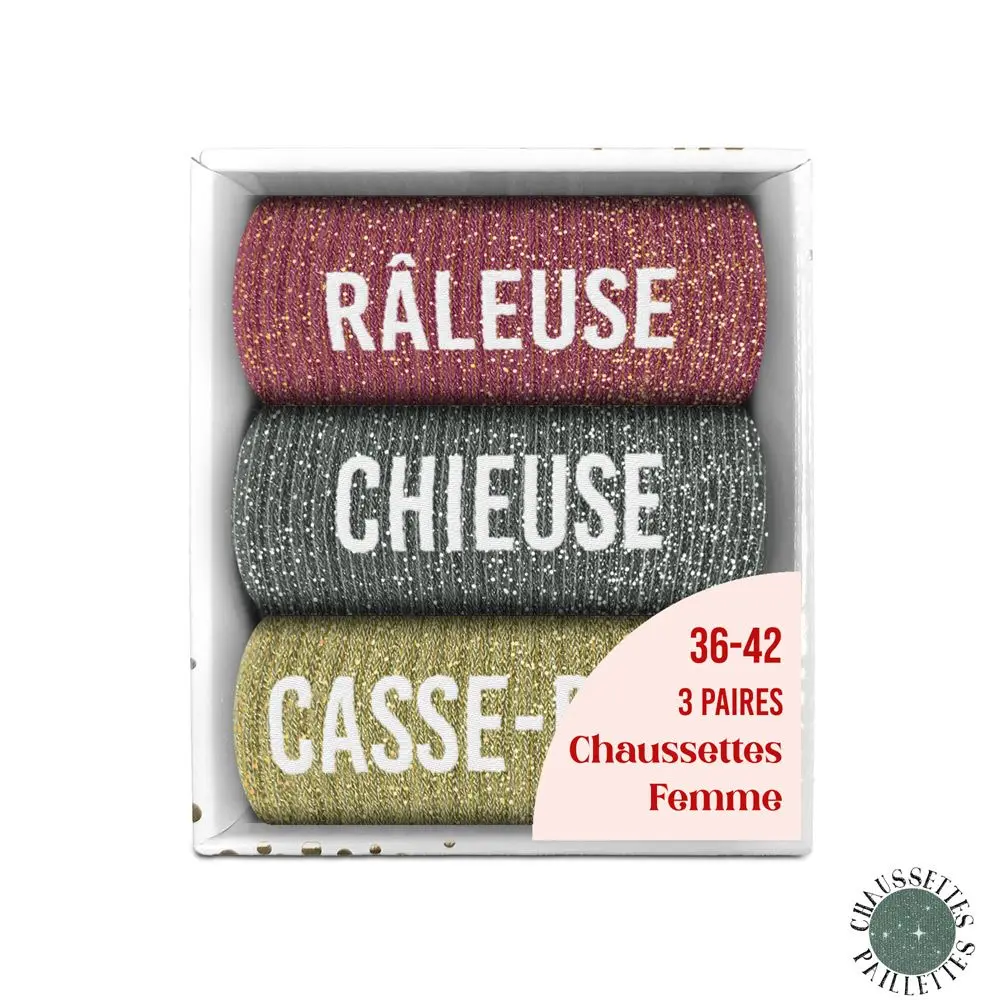 [STC-CD10058V25] Coffret Trio Chaussettes Paillettes Raleuse