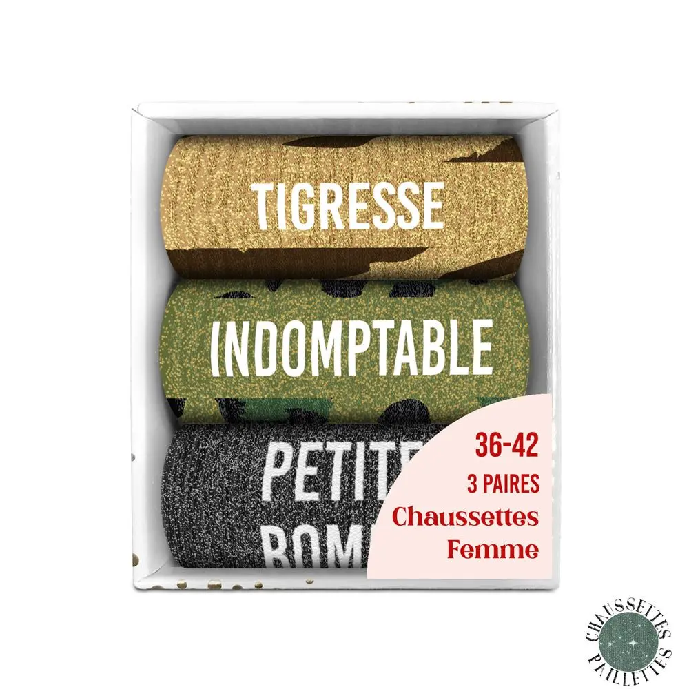 Coffret Trio Chaussettes Paillettes Tigresse